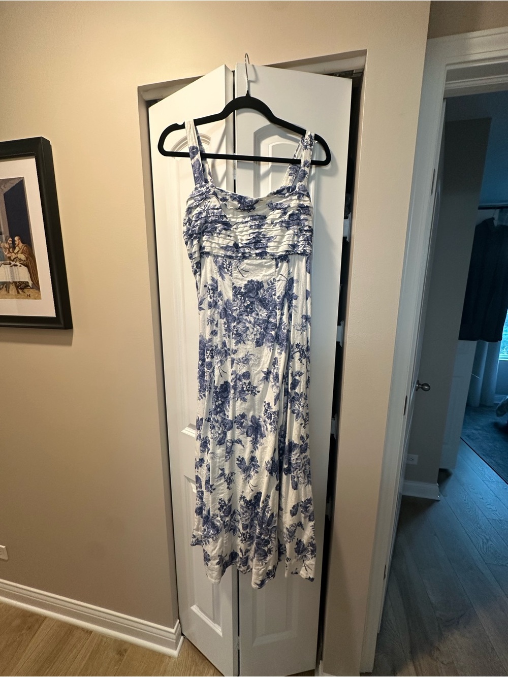 Abercrombie & Fitch Blue and White Floral Midi Dress - Sleeveless Summer Dress